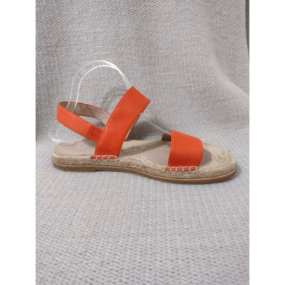 Eileen Fisher Orange Leather Espadrille Slingback Sandals